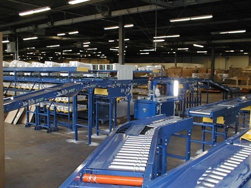 O type roller conveyor distribution line